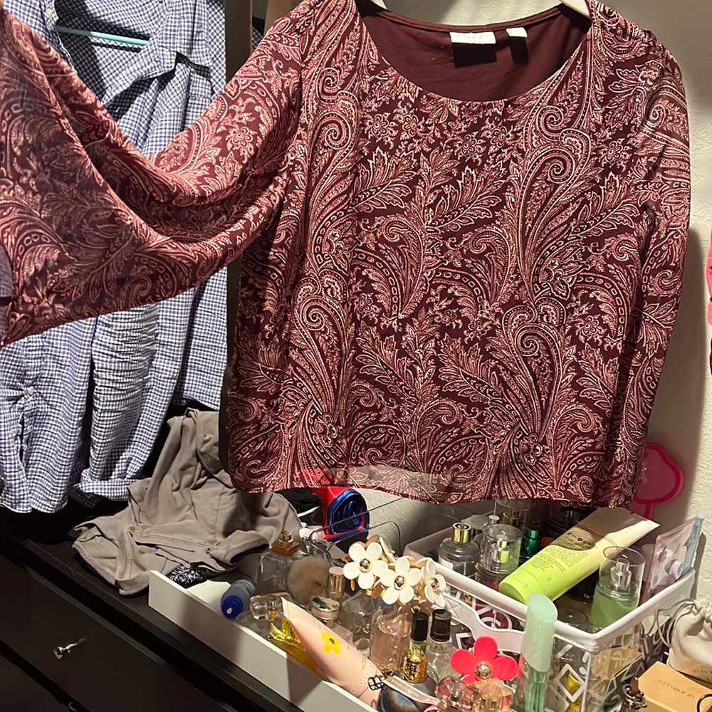 Paisley Cropped Bell Sleeve Top